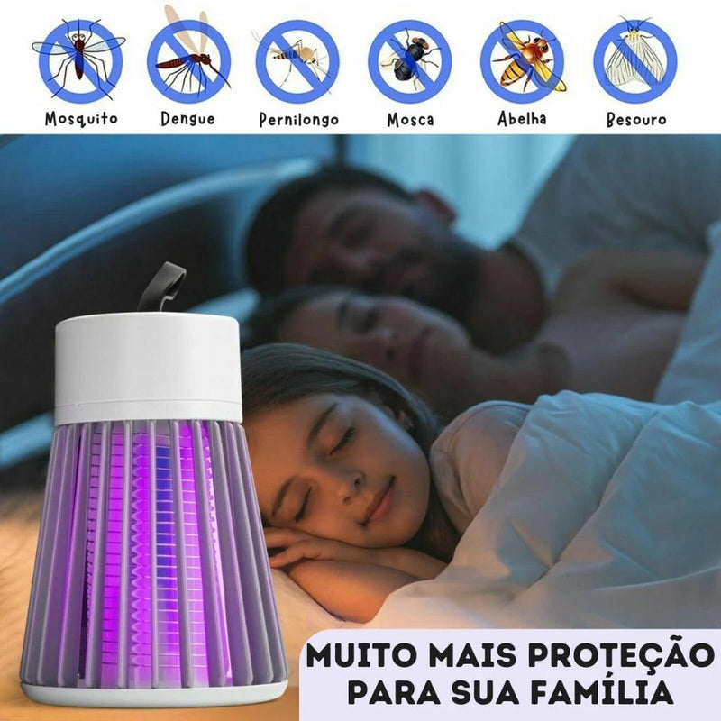 Lâmpada Elétrica Mata-Mosquitos com Luz UV - Armadilha USB Recarregável Portátil - Cybertech™