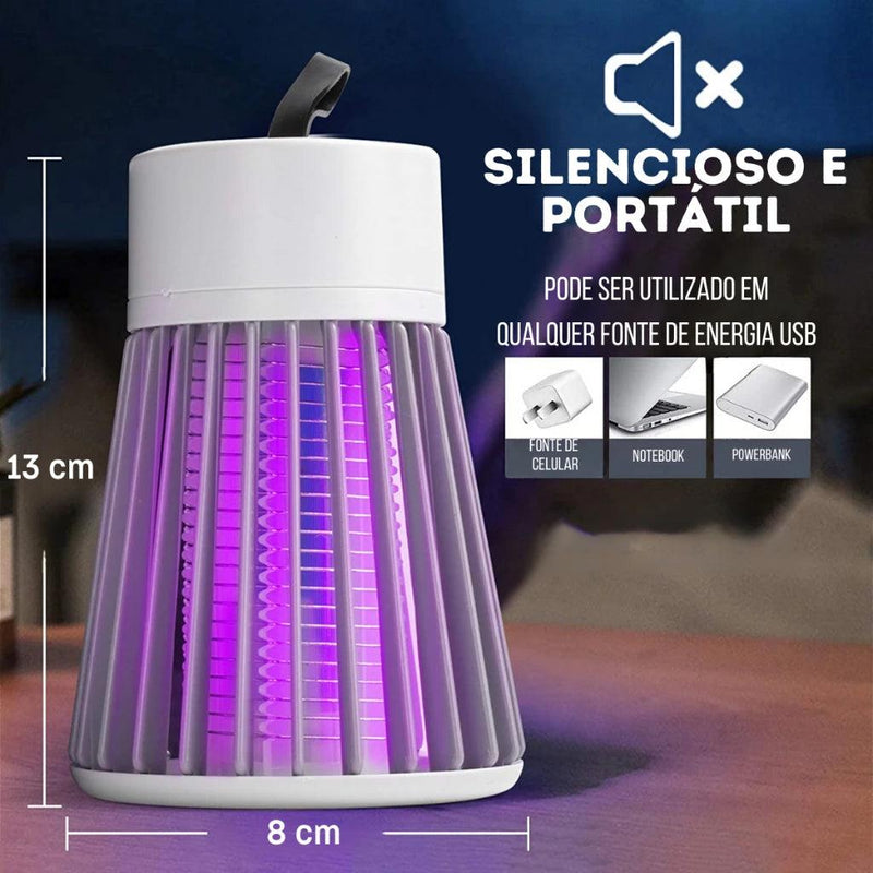 Lâmpada Elétrica Mata-Mosquitos com Luz UV - Armadilha USB Recarregável Portátil - Cybertech™