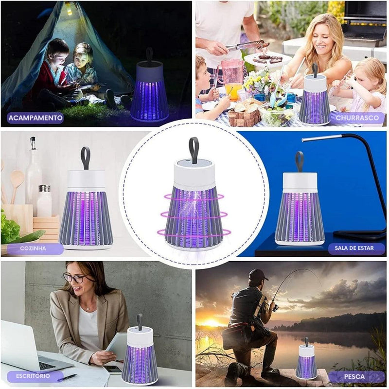 Lâmpada Elétrica Mata-Mosquitos com Luz UV - Armadilha USB Recarregável Portátil - Cybertech™